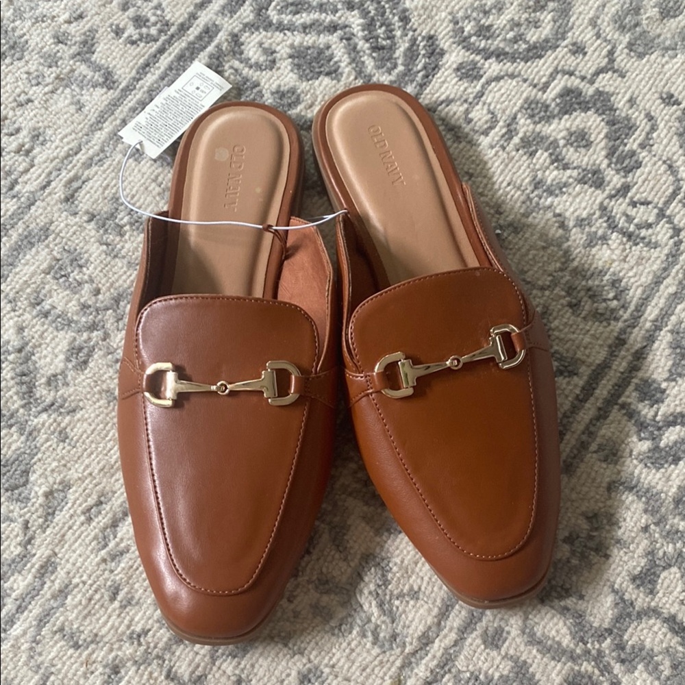 Old Navy Brown Loafers with Gold Buckle